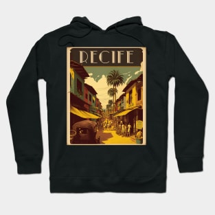 Recife Brazil Vintage Travel Art Poster Hoodie